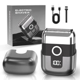 LYRSLF front view of mini foil shaver showing ergonomic body and power button for easy control