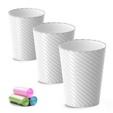 Lysam front view of three small trash cans showing compact design and tidy storage benefit