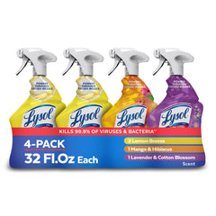 Lysol front packaging showing lemon mango lavender scent and disinfecting benefit