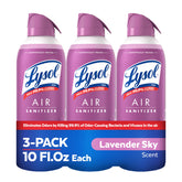 Lysol front packaging showing Lavender Sky scent and 3‑pack benefit