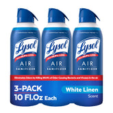 Lysol front can showing White Linen label and clean scent benefit