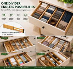 Lzerking expanded divider installed in a drawer showing secure fit benefit