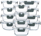 M MCIRCO front view of full glass container set showing neat storage benefit