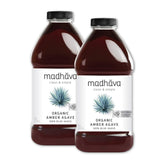 Madhava amber agave front bottle showing branding and amber nectar benefit