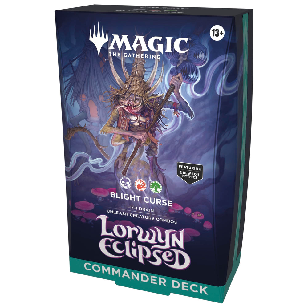 Magic: The Gathering front box showing Blight Curse artwork and quick-play appeal