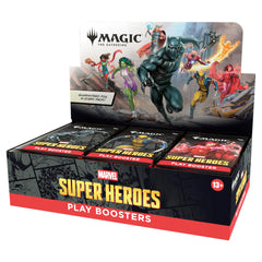 Magic: The Gathering box front showing Marvel Super Heroes artwork and pack count