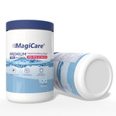 MagiCare front canister showing label and count for quick identification and convenience
