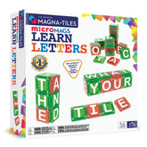 MAGNA-TILES microMAGS front layout showing all 56 letter tiles and clarity