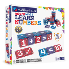 MAGNA-TILES microMAGS front packaging showing numbers, encourages early numeracy