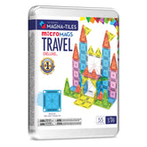 MAGNA-TILES microMAGS travel set front view showing compact tin and colorful tiles for portability
