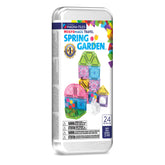 MAGNA-TILES front packaging showing spring garden set and benefits of portability