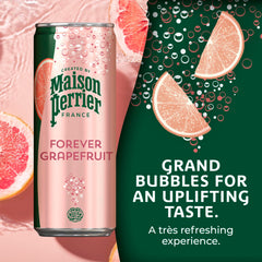 Maison Perrier single can view highlighting grapefruit flavor and easy portability