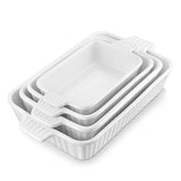 MALACASA front view of four white porcelain dishes showing set and versatility