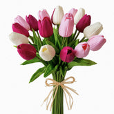 Mandy's pink tulips front vase showing elegant centerpiece benefit