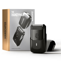 MANSCAPED front view compact face shaver showing portable design and quick grooming benefit