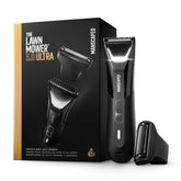 MANSCAPED front view of trimmer showing ergonomic grip and LED lights for precise grooming
