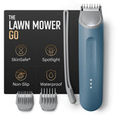 MANSCAPED Lawn Mower Go front view showing compact design and portability benefits