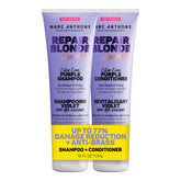 Marc Anthony front bottle packaging showing purple shampoo and conditioner benefits