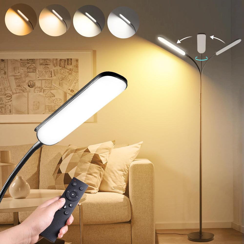 marctronic front view bright lamp showing full height and modern design benefit: versatile room lighting