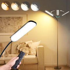 marctronic front view bright lamp showing full height and modern design benefit: versatile room lighting