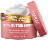 MAREE jar front view showing vanilla shea branding and quick absorption benefit
