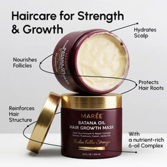 MAREE close-up of batana oil and keratin visuals showing nourishing ingredient focus