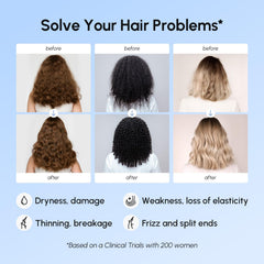 MAREE ingredients display with keratin biotin coconut oil for repair benefit