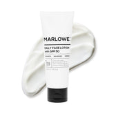 MARLOWE. front packaging showing SPF 50 and sleek design for daily protection