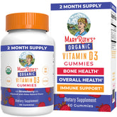 MARYRUTH'S bottle front displaying strawberry D3 gummies and benefits