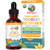 MARYRUTH'S bottle front view showing organic toddler drops and easy dosing