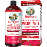 MARYRUTH'S front bottle view showing raspberry label and servings benefit