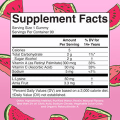 MARYRUTH'S open jar displaying watermelon gummies, ready-to-take plant-based supplement