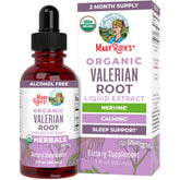 MARYRUTH'S front label showing organic valerian root and serving information, clear benefit