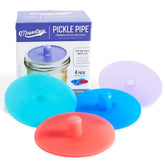 Masontops Pickle Pipes front view showing compact silicone lid and benefit of simple fermenting