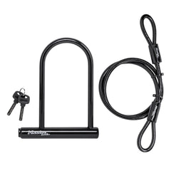 Master Lock 8385D front view showing U-lock and cable for durable bike protection