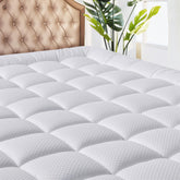 MATBEBY queen mattress pad front view shows plush comfort and protection