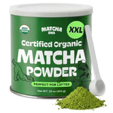MATCHA DNA front tin showing organic label and large size benefit