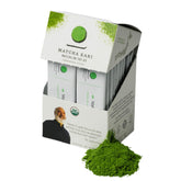 Matcha Kari front packet showing 24 single-serve sticks for easy portability