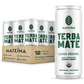 Mateina front can showing lemon design and calorie callout for quick identification and appeal