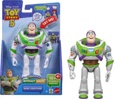 Mattel Buzz Lightyear front packaging showing figure and features, clear display benefit