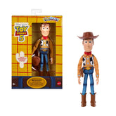 Mattel Woody front packaging showing Toy Story 5 window box and collector-ready display benefit