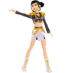Mattel Zoey combat boots and belt closeup showcasing rugged stage styling benefit