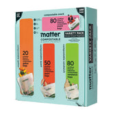 Matter front packaging showing 230-count and compostable certifications benefit clear labeling