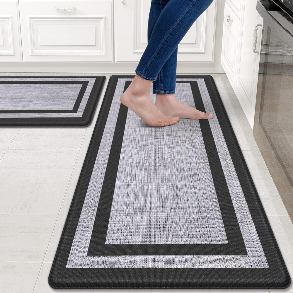 Mattitude front view of two kitchen mats showing design and fit — durable comfort