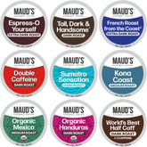 MAUD'S front box 40ct display showing variety pack and blends, highlights convenience