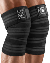 Mava Sports front view of 72-inch knee wraps showing pair and logo for dependable support