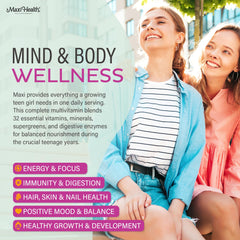 Maxi Health ingredient label detail showing 32 nutrients for clarity