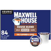 Maxwell House front box showing 84-count pods and brand for reliable stock