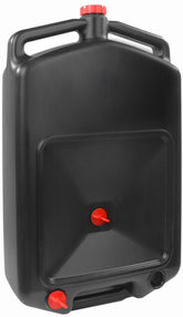 MaxWorks front view of low-profile oil drain container shows wide collection area benefit