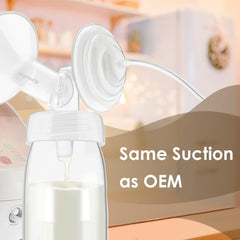 Maymom flange installed on wide-mouth bottle illustrating easy compatibility
